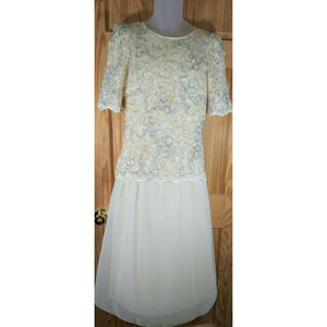 Vintage Miss Elliette Ivory Formal Dress Made in the USA Size 12 Mom of Bride